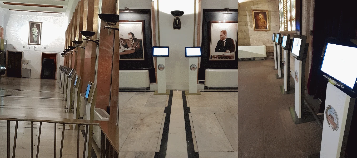 Bilgilendirme için interaktif dokunmatik ekranlı Müze kiosk