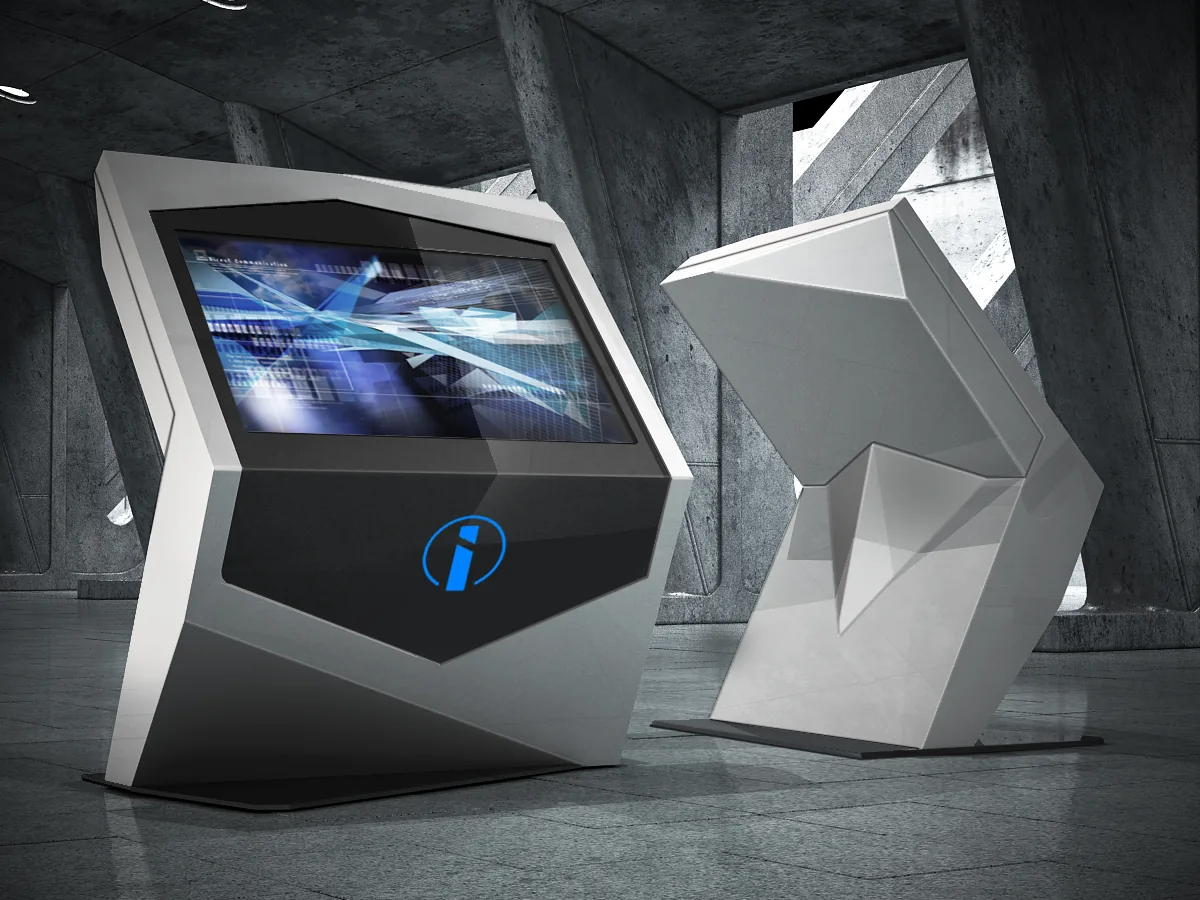 Info totem kiosk ve yatay kiosk, dokunmatik yönlendirme
